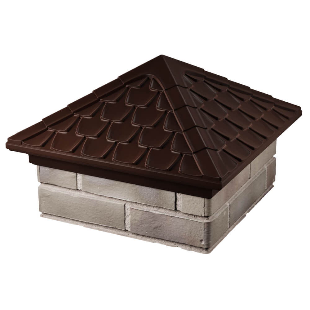 Колпак Zking Эльбрус Коричневый на столб 1.5х1.5 кирпича (385х385мм) в Серове фото