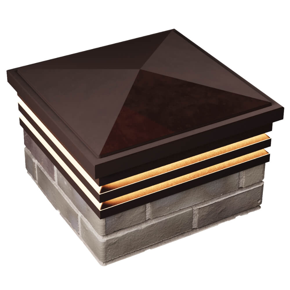 Колпак Zking Бона ХайТек Коричневый на столб 1.5х1.5 кирпича (385х385мм) с подсветкой в Серове фото