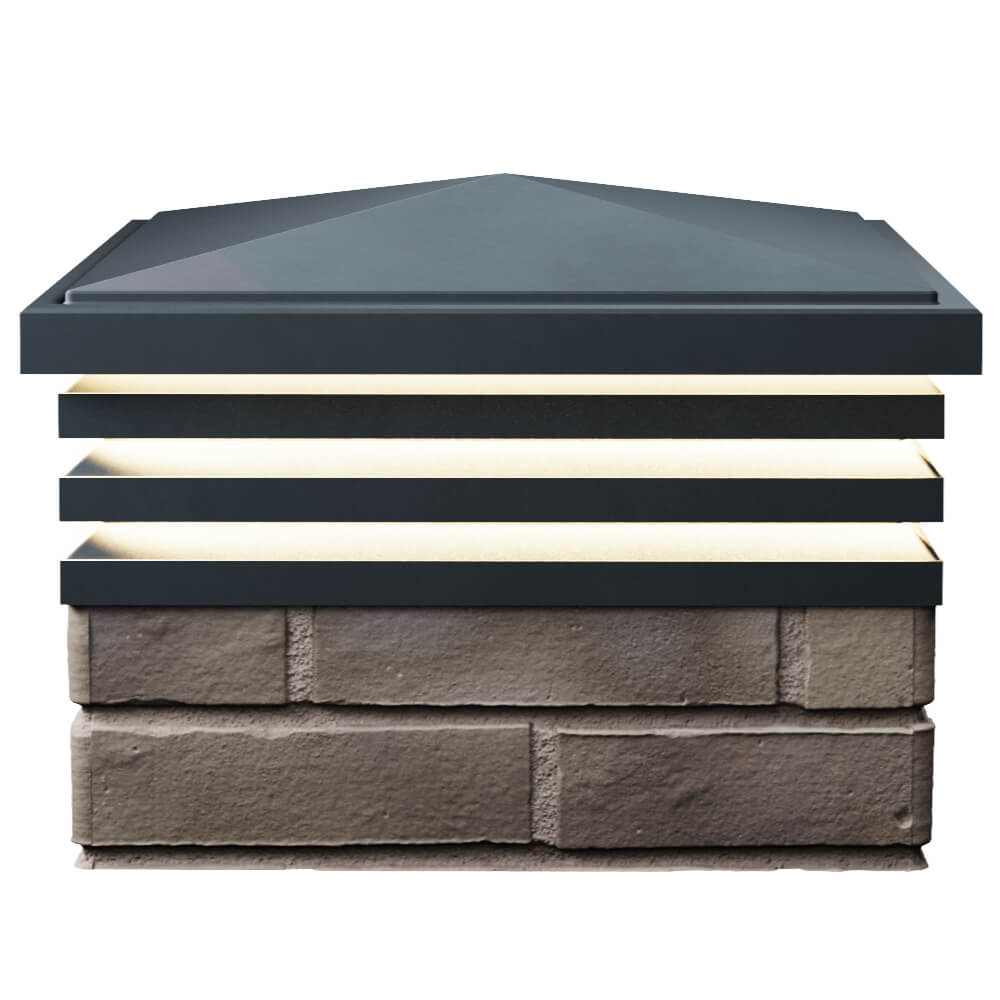 Колпак Zking Бона ХайТек Серый на столб 1.5х1.5 кирпича (385х385мм) с подсветкой в Серове фото