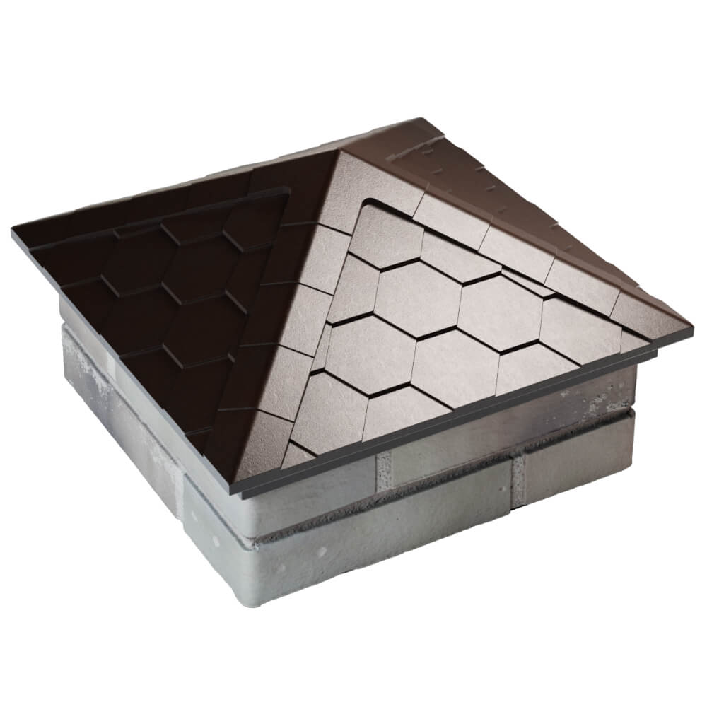 Колпак Zking Эверест Коричневый на столб 1.5х1.5 кирпича (390х390мм) в Серове фото