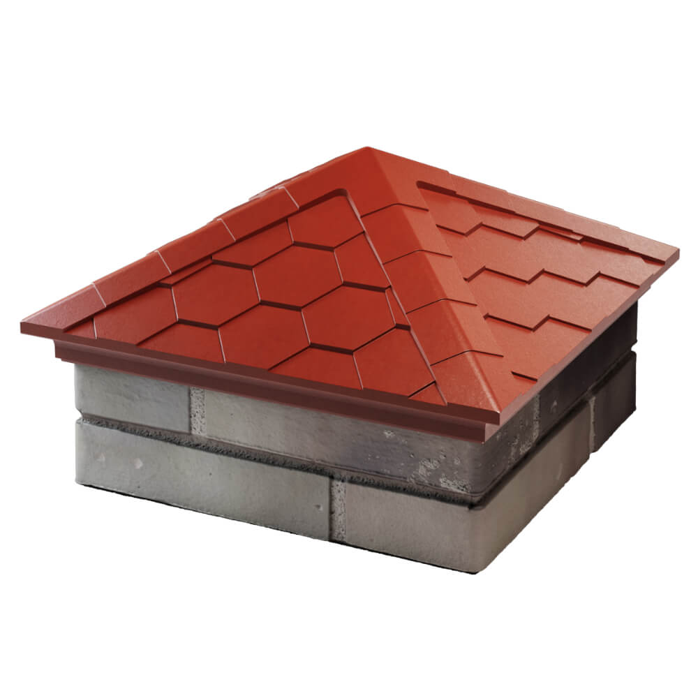 Колпак Zking Эверест Красный на столб 1.5х1.5 кирпича (390х390мм) в Серове фото