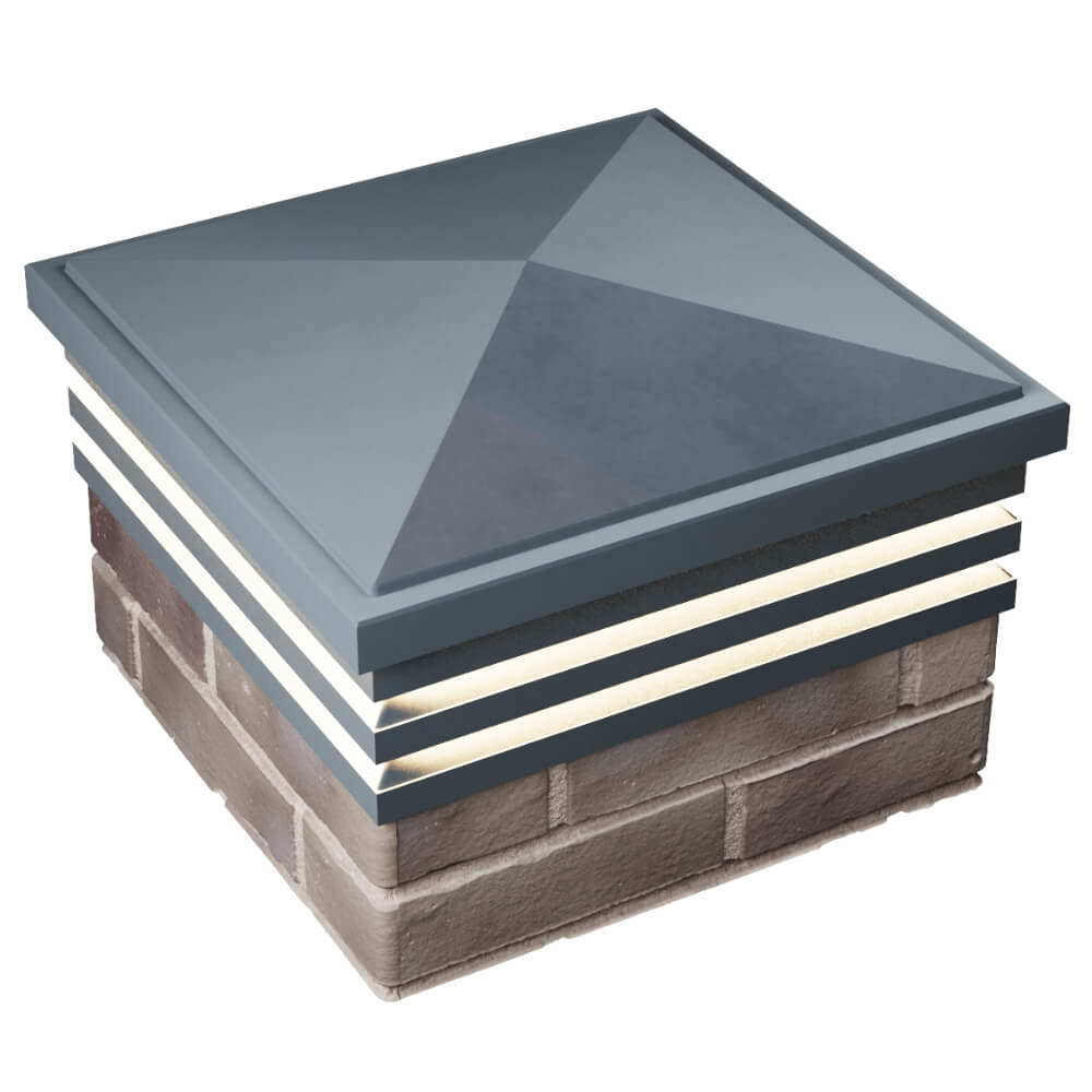 Колпак Zking Бона ХайТек Серый на столб 1.5х1.5 кирпича (385х385мм) с подсветкой в Серове фото