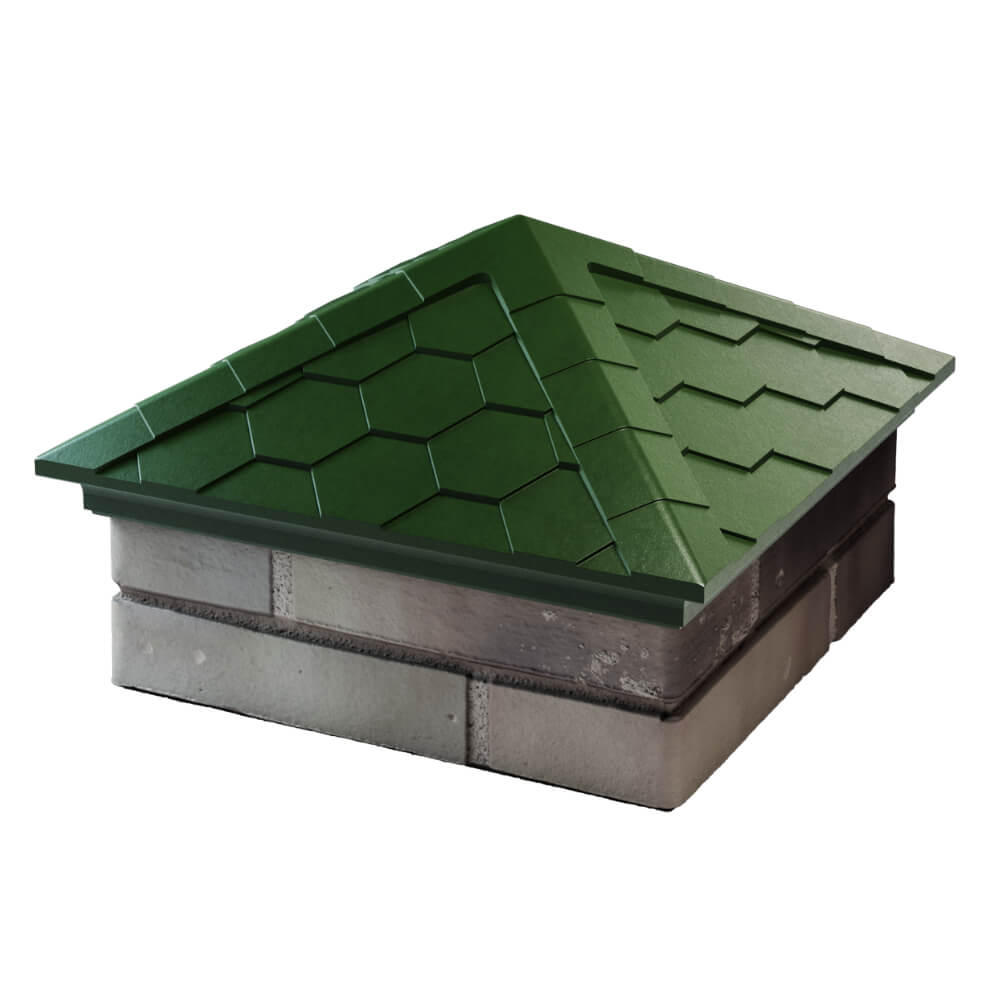 Колпак Zking Эверест Зеленый на столб 1.5х1.5 кирпича (390х390мм) в Серове фото