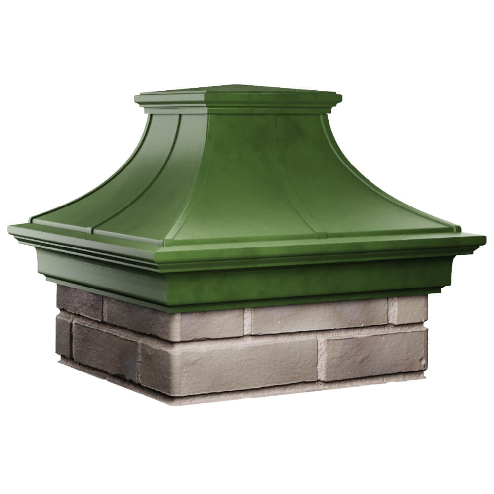Колпак Zking Монблан Премиум Зеленый на столб 1.5х1.5 кирпича (385х385мм) в Серове фото
