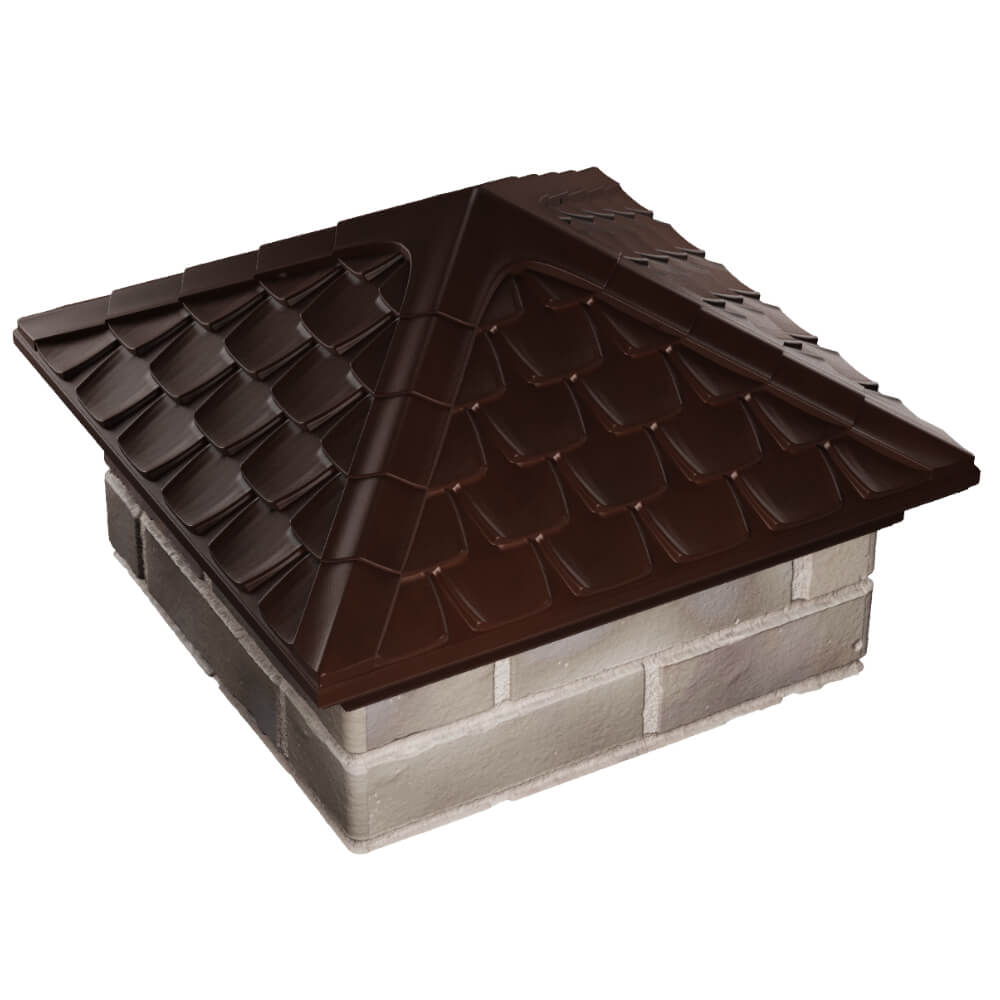 Колпак Zking Эльбрус Коричневый на столб 1.5х1.5 кирпича (385х385мм) в Серове фото