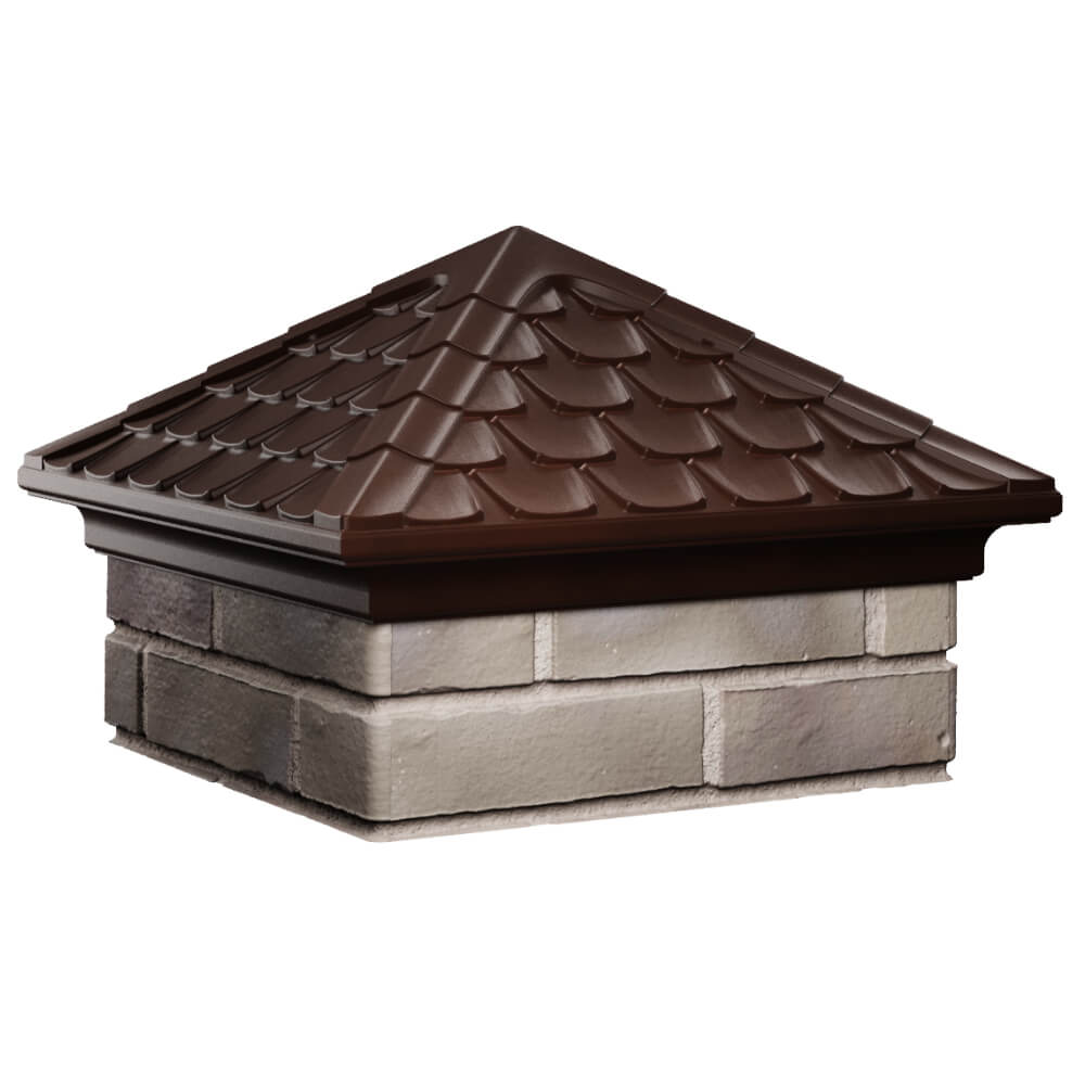 Колпак Zking Эльбрус Коричневый на столб 1.5х1.5 кирпича (385х385мм) в Серове фото