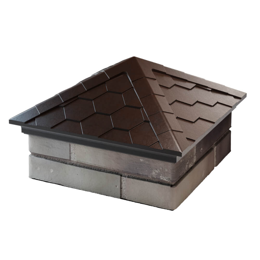 Колпак Zking Эверест Коричневый на столб 1.5х1.5 кирпича (390х390мм) в Серове фото